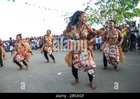 Gabonese traditional dancers perform at the Gabon 9 Provinces Gabon 9