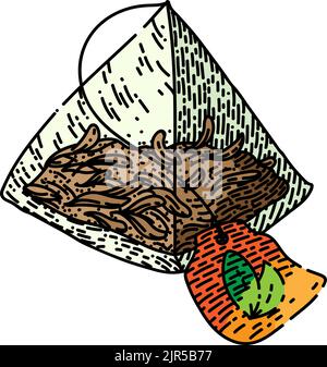 tea bag sketch hand drawn vector Stock Vector