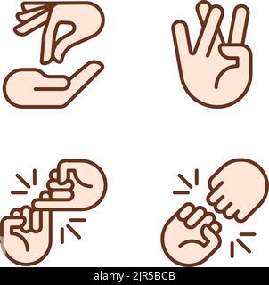 Using gestures for communication pixel perfect RGB color icons set Stock Vector