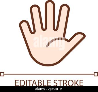 Hand with splayed fingers pixel perfect RGB color icon Stock Vector