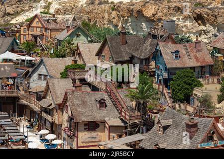 Popeye Village, also known as Sweethaven Village, is a purpose-built film set that has been converted into a attraction fun park Stock Photo