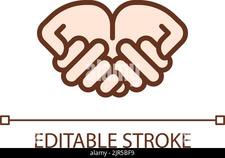 Begging hands pixel perfect RGB color icon Stock Vector