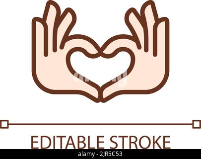 Hands heart gesture pixel perfect RGB color icon Stock Vector