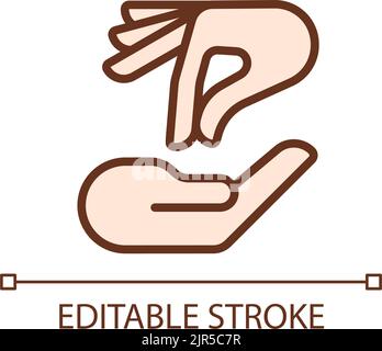 Giving and taking hands pixel perfect RGB color icon Stock Vector