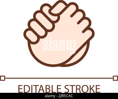 Friendly handshake pixel perfect RGB color icon Stock Vector