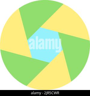 Camera diaphragm flat color ui icon Stock Vector