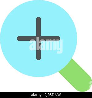 Magnifier and plus flat color ui icon Stock Vector