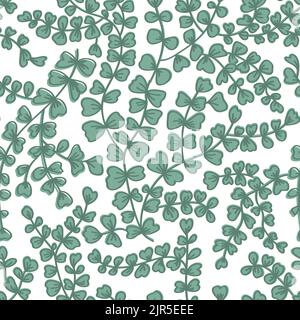 Seamless pattern with Adiantum leaves on white. Fairy fern endless background Stock Vector