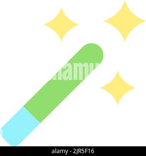 Magic wand tool flat color ui icon Stock Vector