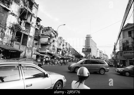 Phnom Penh, Cambodia - February 09, 2011: Transit around the White Building, a famous vertical slum already destroyed in the capital of Cambodia Stock Photo