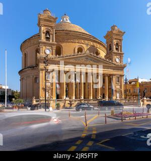 The Sanctuary Basilica of the Assumption of Our Lady known as the Rotunda of Mosta and has the third largest unsupported dome in the world Stock Photo