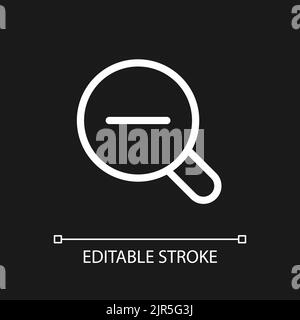 Magnifier and minus pixel perfect white linear ui icon for dark theme Stock Vector
