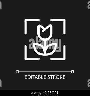 Macro photo mode pixel perfect white linear ui icon for dark theme Stock Vector