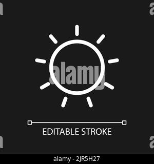 Sun pixel perfect white linear ui icon for dark theme Stock Vector