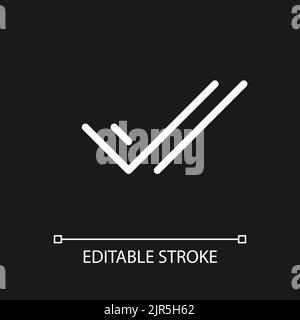 Two checkmarks pixel perfect white linear ui icon for dark theme Stock Vector