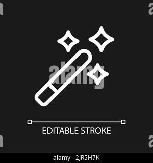 Magic wand tool pixel perfect white linear ui icon for dark theme Stock Vector