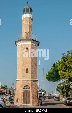 Light House in the fiishing harbour of Cervia in Emilia Romagna, Italy. Stock Photo