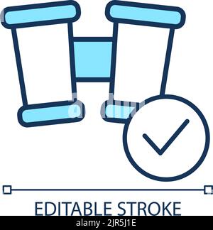 Binoculars and checkbox RGB color icon Stock Vector