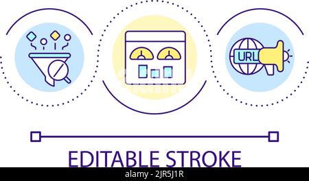 Evaluating website traffic loop concept icon Stock Vector