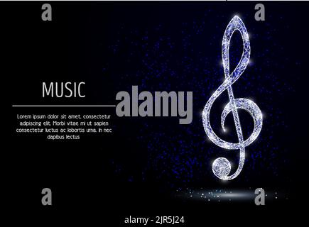 Treble clef vector polygonal art style background Stock Vector