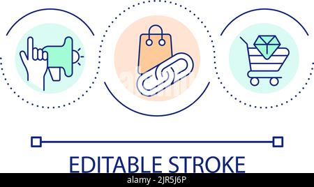 Promoting limited product on social media loop concept icon Stock Vector