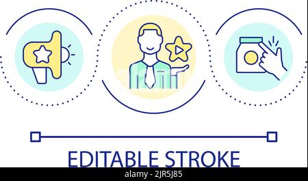 Marketing products with influencer loop concept icon Stock Vector