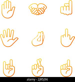 Gestures expression pixel perfect gradient linear vector icons set Stock Vector