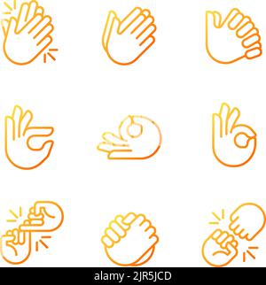 Gestures and communication pixel perfect gradient linear vector icons set Stock Vector