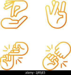 Using gestures for communication pixel perfect gradient linear vector icons set Stock Vector