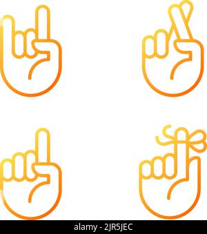 Informative hand gestures pixel perfect gradient linear vector icons set Stock Vector