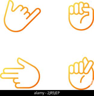 Friendly and aggressive gestures pixel perfect gradient linear vector icons set Stock Vector