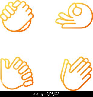 Gestures communication pixel perfect gradient linear vector icons set Stock Vector