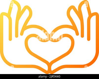 Hands heart gesture pixel perfect gradient linear vector icon Stock Vector
