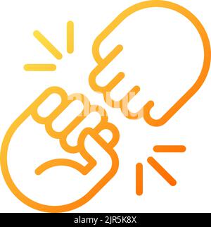 Fist bump pixel perfect gradient linear vector icon Stock Vector
