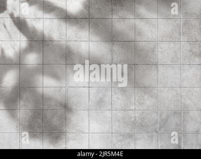 Tile background texture with palm leaves shadow Stock Photo