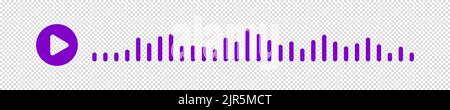 Pink or purple sound waves of the equalizer or voice message isolated on transparent background. Vector clipart Illustration Stock Vector