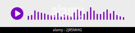 Pink or purple sound waves of the equalizer or voice message isolated on transparent background. Vector clipart Illustration Stock Vector