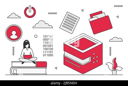 Paper printer machine. Professional office copier, documents scanner vector monocolor illustration Stock Vector
