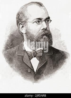 Heinrich Hermann Robert Koch, 1843 – 1910.  Portrait.  German physician and microbiologist.   Robert Koch was awarded the Nobel Prize in Physiology or Medicine in 1905.  After a 19th century illustration. Stock Photo
