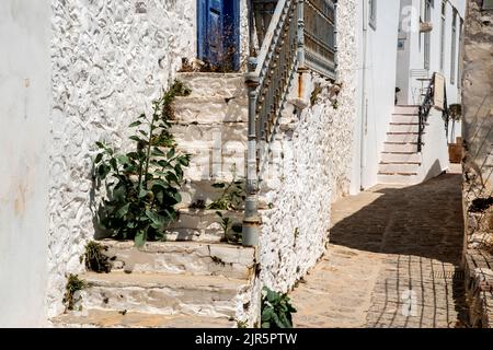 Street in small mediterranean town in sunny summer day Stock Photo