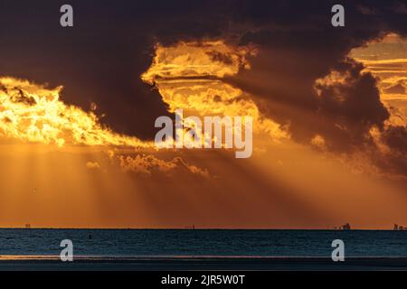 Dramatic sunset over the North Wales coast at Llandudno Stock Photo