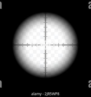 A realistic illustration of a sight through the scope of a desharpening rifle. Crosshair with transparent background - vector Stock Vector