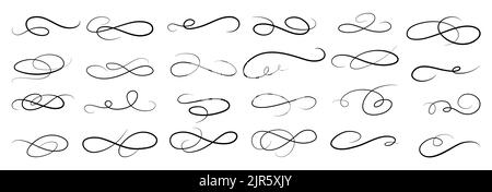 Underline swishes tail collection. Swoosh element for sport, logo design. Vector hand drawn illustration Stock Vector