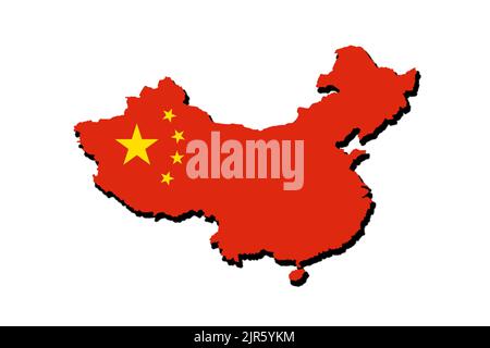 Silhouette of the map of China with its flag Stock Photo