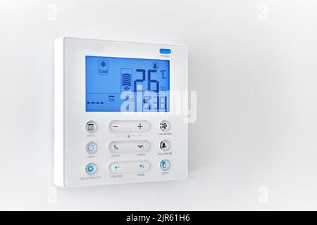 Display of an air conditioner remote control with temperature set