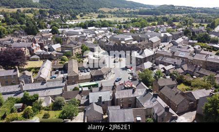 Bakewell town Derbyshire peak district UK drone aerial view Stock Photo