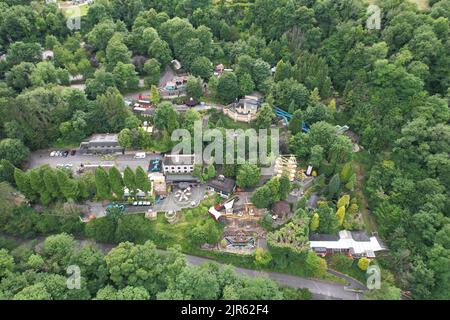 Gulliver's Kingdom,  Matlock Bath UK drone aerial view Stock Photo