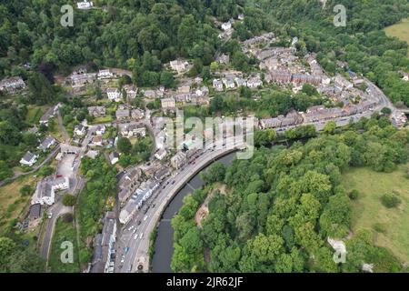 Matlock bath Derbyshire England drone aerial view Stock Photo