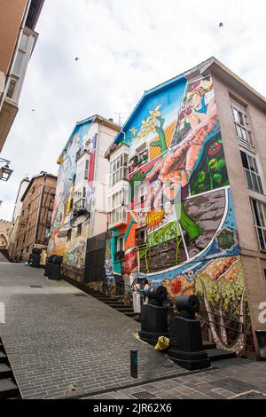 Basque Murals Mural Route in Vitoria, Basque Country Stock Photo - Alamy