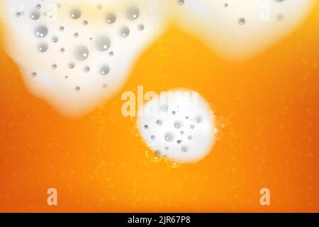 Stream of soap solution.Realistic white cold beer foam with bubbles, flowing down a glass goblet.Background for design oktoberfest flyers, restaurants Stock Vector